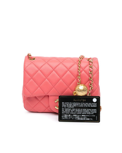 Mini Square Classic Lambskin Pearl Crush Flap Crossbody Bag