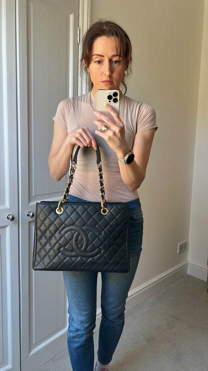 Chanel Black Caviar Grand Shopper Tote Gold Hardware (GST)