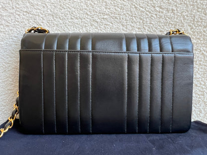 Chanel Medium Black Vertical Quilted Lambskin Vintage Classic Flap Bag with 24K gold hardware