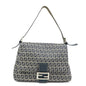 FENDI Mamma Baguette Zucchino Canvas Shoulder Bag Navy 26325