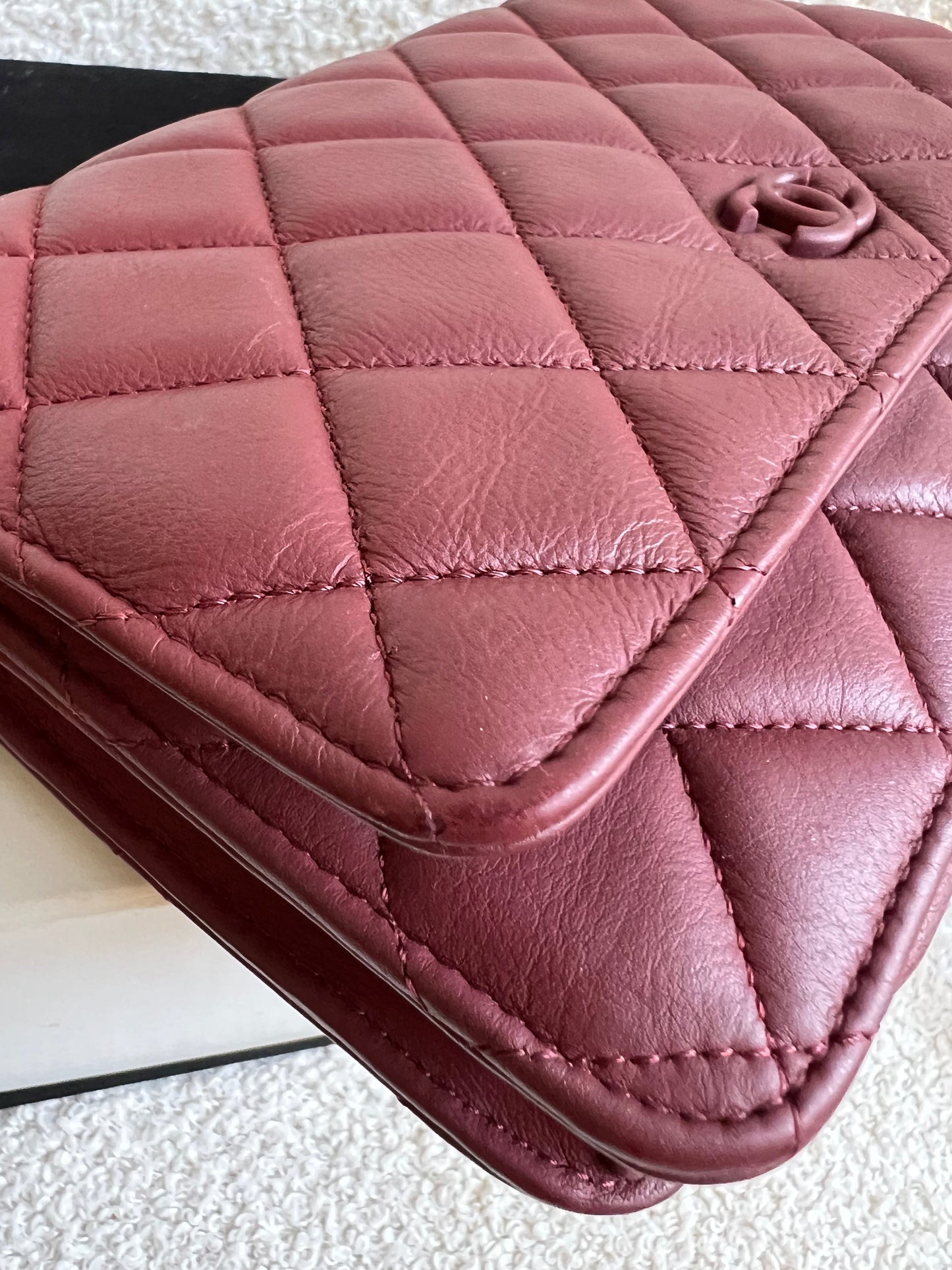 Chanel Burgundy Lambskin Wallet on Chain