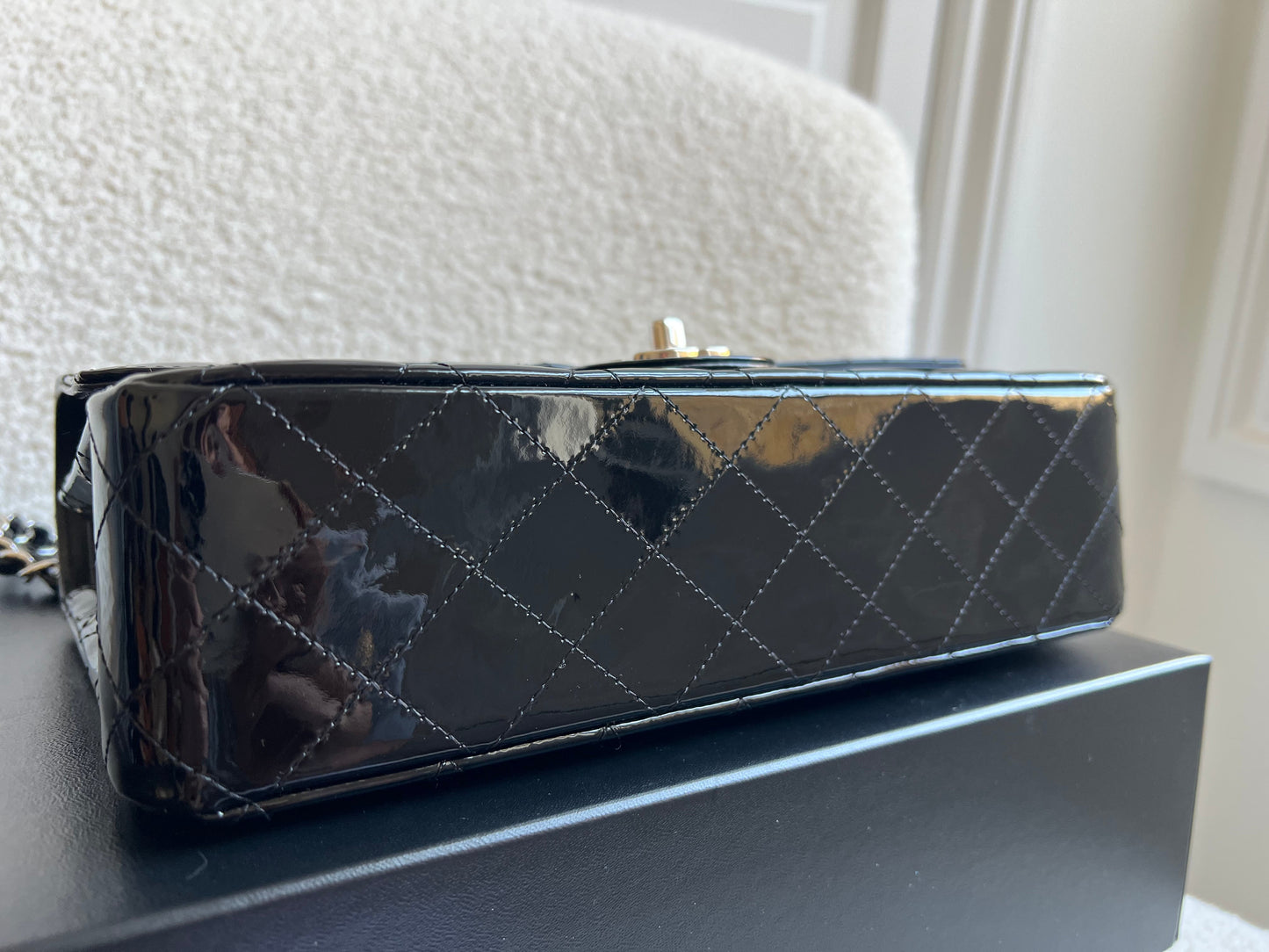 Chanel Medium Classic Flap in Black Patent Leather