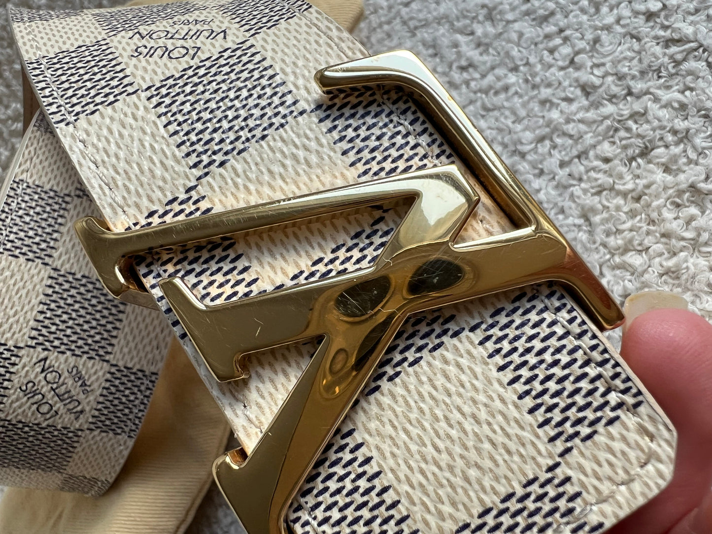 Louis Vuitton Initials Belt Damier Azur Size 85