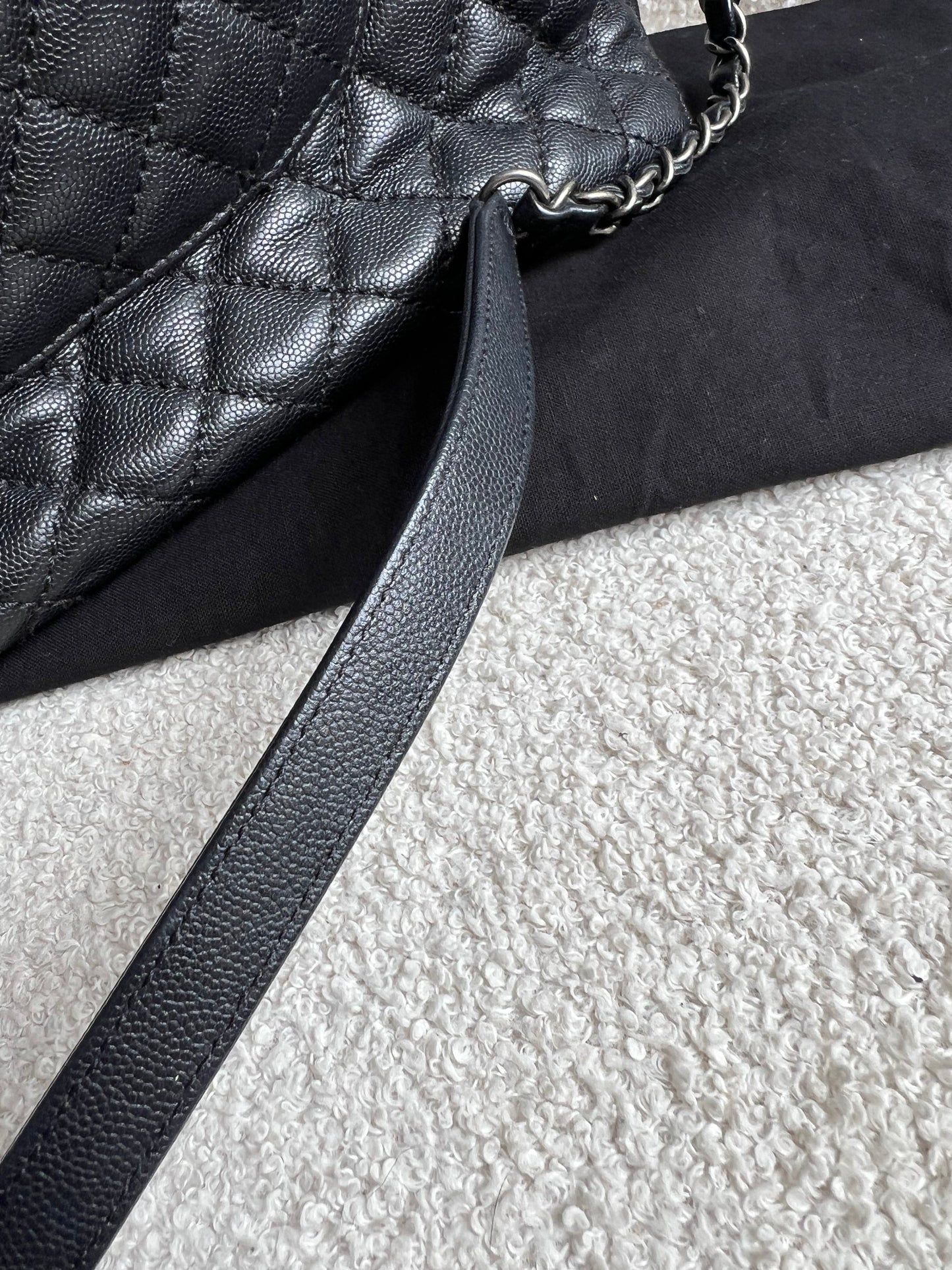 Chanel Black Quilted Caviar Leather Medium Coco Handle Bag