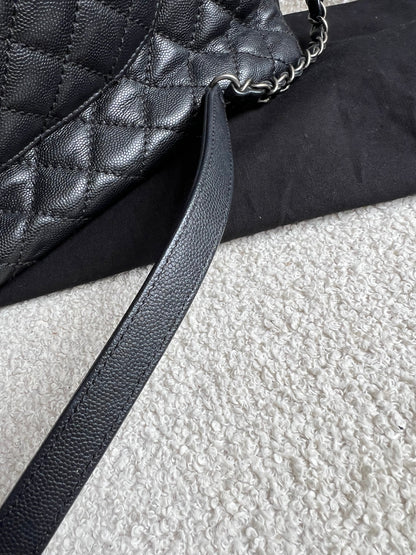 Chanel Black Quilted Caviar Leather Medium Coco Handle Bag