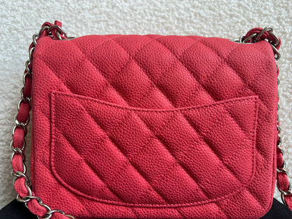 Chanel Square Mini Classic Flap in Coral Red Suede Caviar
