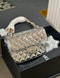 Chanel 24C Rectangle Flap Silver Mirror Patent Leather With Star Coin Purse And Gold Hardware New In Box
