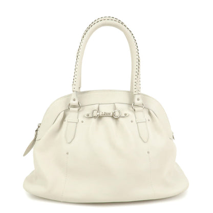 Christian Dior Leather Shoulder Bag Hand Bag White 10-Ru-0037