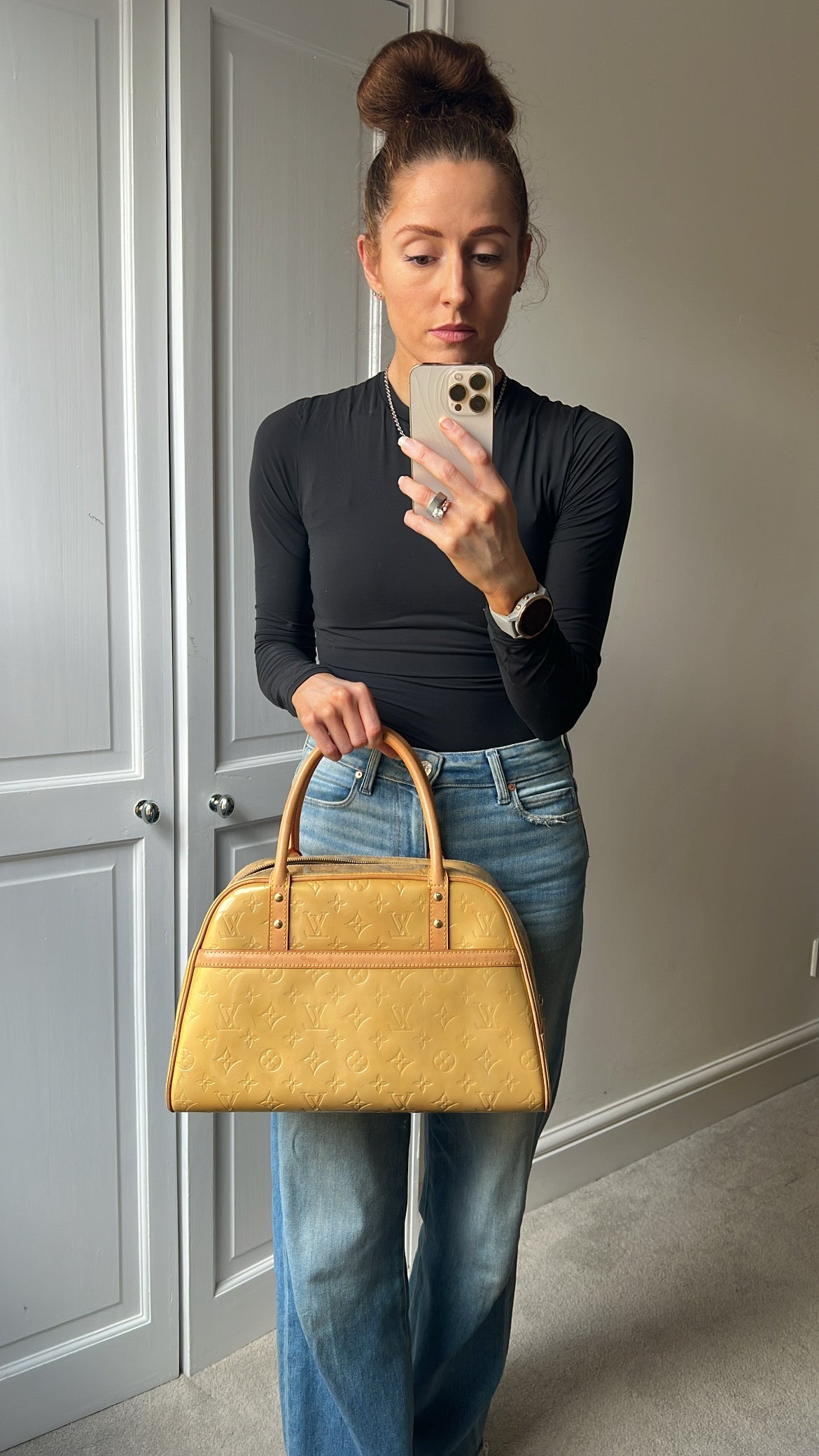 Louis Vuitton Tompkins Square Bag Pearl Monogram Vernis