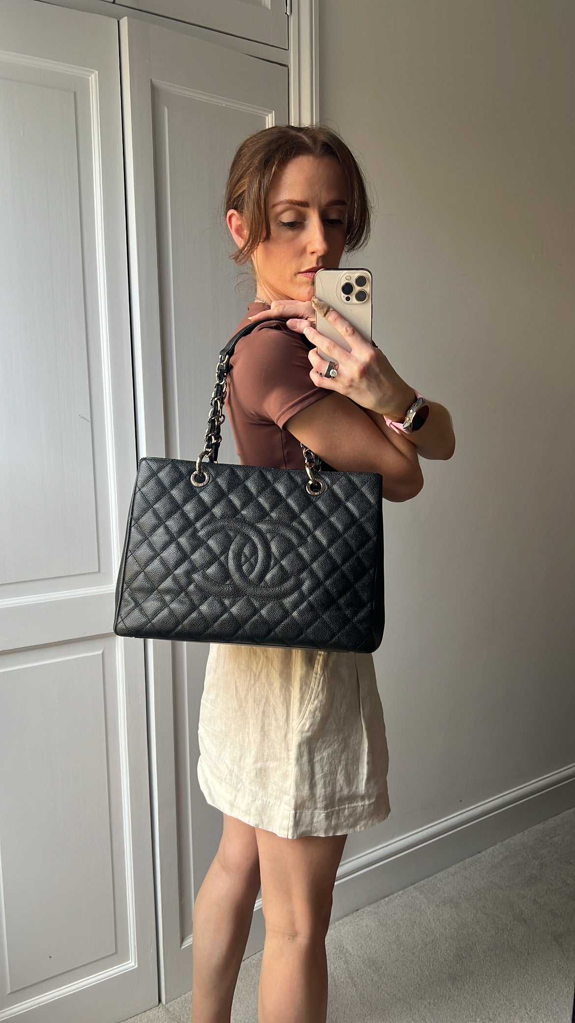 Chanel Black Caviar Grand Shopper Tote (GST) Silver Hardware