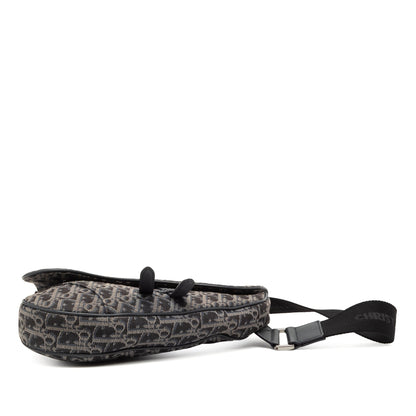 Black Dior Oblique Canvas Saddle Crossbody