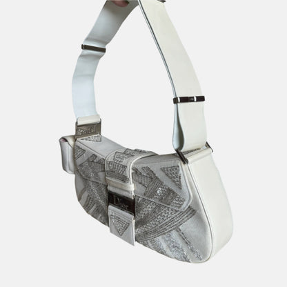Dior Limited Edition Rare Columnbus Dior Strict Chic White Rhinestones Bag