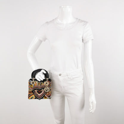 Lady Dior Mini Limited Edition Beaded Multicolor Black Leather Handbag 2018