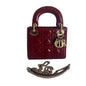 Lady Dior Mini Handbag Burgundy Red Patent Leather Gold-tone Chain Strap 2016