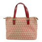 FENDI Zucchino Canvas Leather Tote Bag Hand Bag Beige Red 8BH134