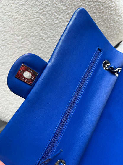 Chanel Medium Classic Flap in Cobalt Blue Lambskin with silver hardware (RRP £9090)