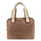 FENDI Selleria Leather Canvas Hand Bag Shoulder Bag Brown 8BL093