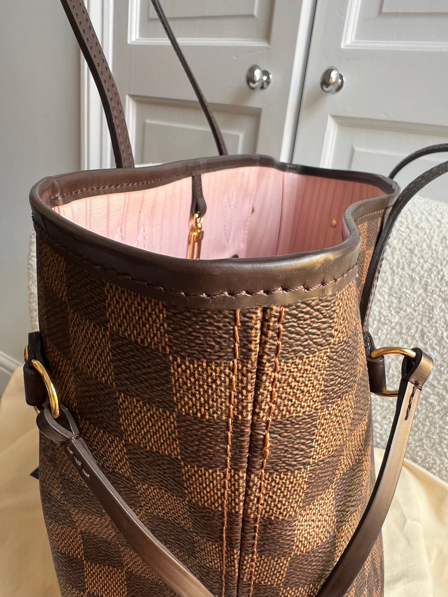 Louis Vuitton Neverfull MM Damier Ebene Rose Ballerine (RRP £1470)