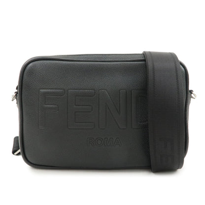 FENDI Logo Leather Camera Case Shoulder Bag Black 7M0286