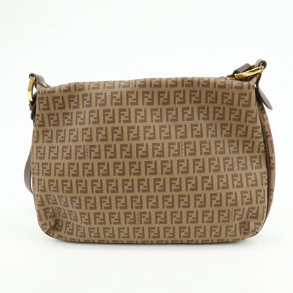 FENDI Zucchino PVC Leather Shoulder Bag Crossbody Bag Brown 8BT206