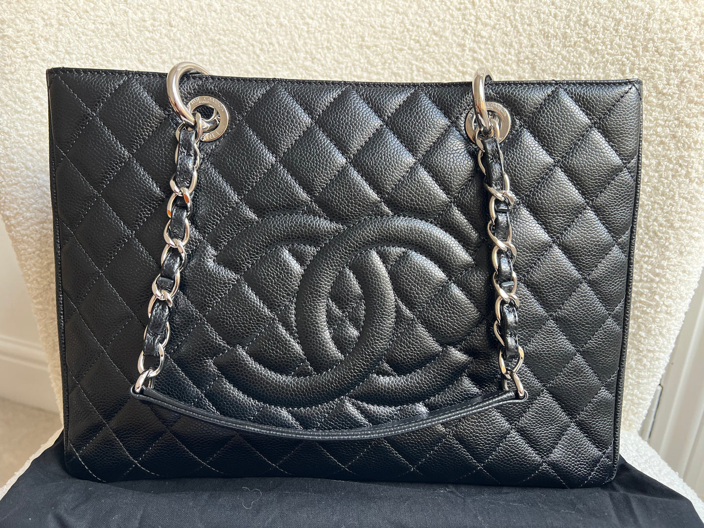 Chanel Black Caviar Grand Shopper Tote (GST) Silver Hardware