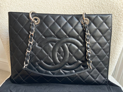 Chanel Black Caviar Grand Shopper Tote (GST) Silver Hardware