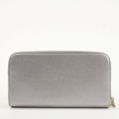FENDI Leather Round Zippy Long Wallet Silver 8M0024