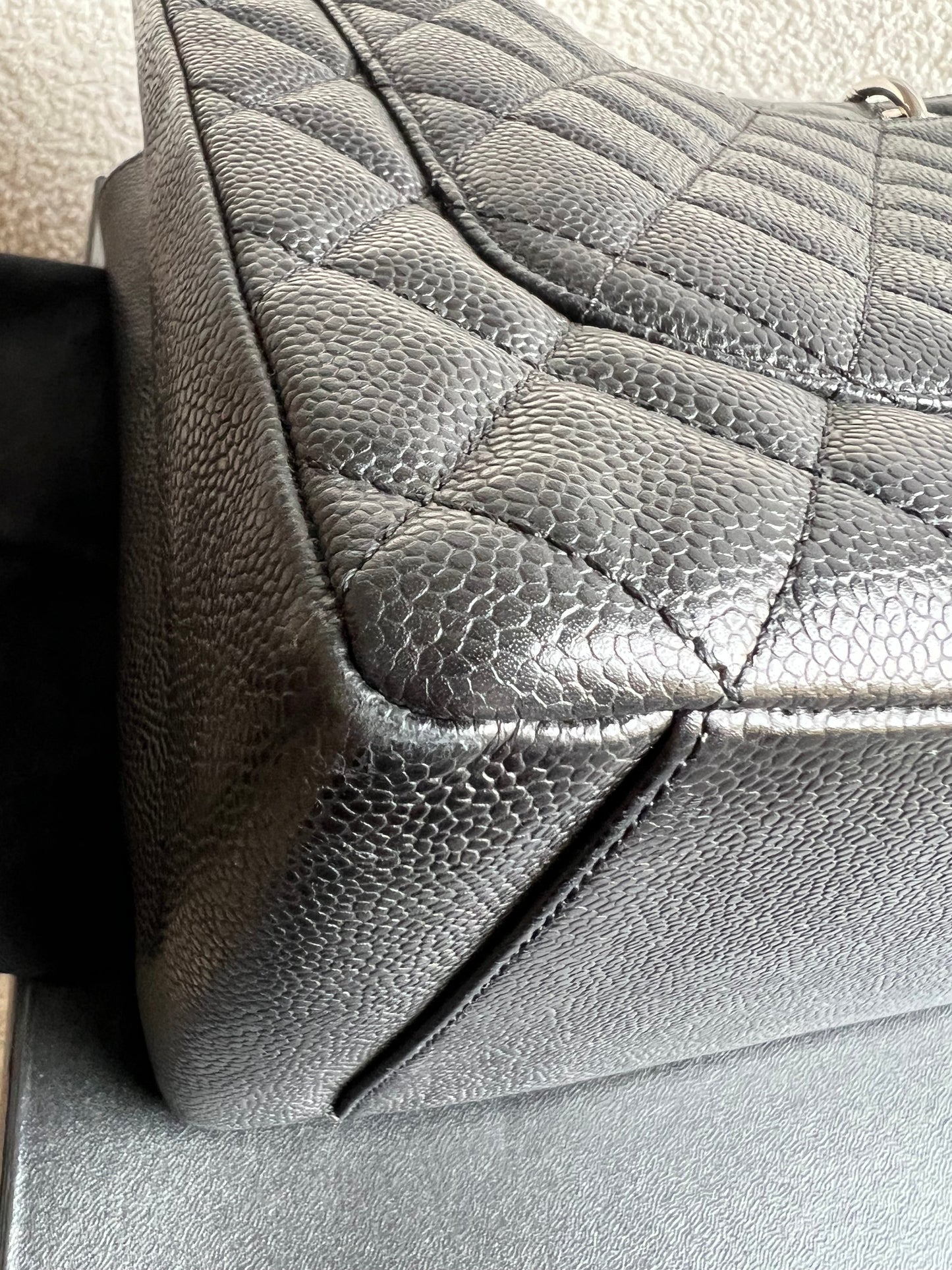 Chanel Black Caviar Grand Shopper Tote (GST) Silver Hardware
