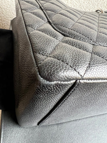 Chanel Black Caviar Grand Shopper Tote (GST) Silver Hardware