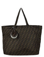 Fendi NWT Brown Monogram Nylon Foldaway Tote Bag w/ Tamburo Pocket Charm