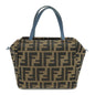 FENDI Zucca Canvas Leather Hand Bag Brown Black Navy 8N0000