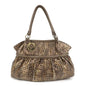 FENDI Embossed Leather Gathered Shoulder Bag Tote Bag Brown 8BH186