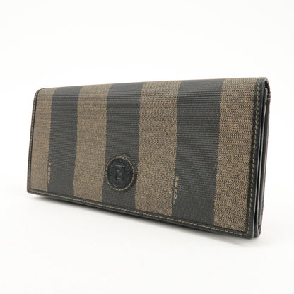 FENDI Pequin PVC Canvas Long Wallet Black Brown T20615