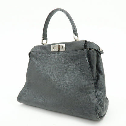 FENDI Selleria Peekaboo Calf Leather 2Way Shoulder Hand Bag 8BN226