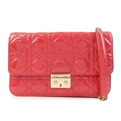 Christian Dior Cannage New Lock Patent Leather Chain Shoulder Bag