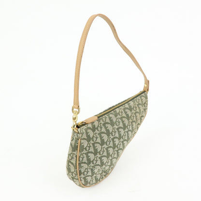 Christian Dior Saddle Trotter Jacquard Leather Hand Bag Green