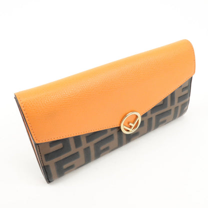 FENDI Zucca Baguette Continental Wallet 8M0251 Brown Orange 8M0251