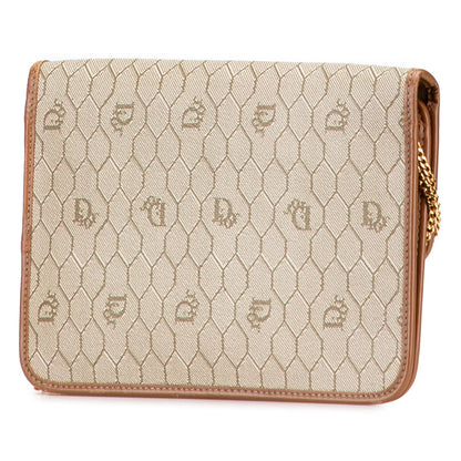 Brown Dior Honeycomb Coated Canvas Chain Shoulder Bag