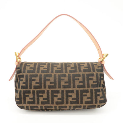 FENDI Zucca Canvas Leather Shoulder Bag Brown Pink Beige 26725