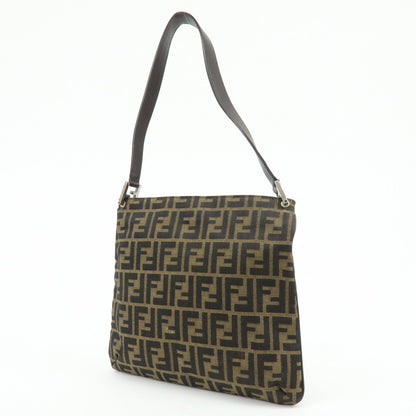 FENDI Zucca Canvas Leather Shoulder Bag Brown Black 83150820992