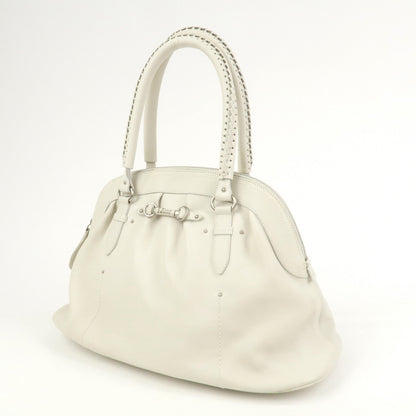 Christian Dior Leather Shoulder Bag Hand Bag White 10-Ru-0037