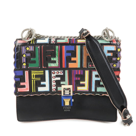 FENDI Zucca Mini Kan I Leather Chain Shoulder Bag Multicolor 8M0381