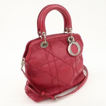 Christian Dior Leather 2Way Bag Hand Bag Shoulder Bag Pink