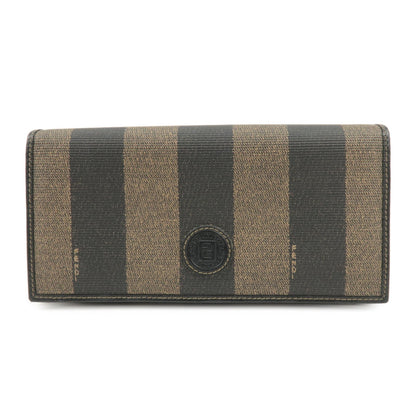 FENDI Pequin PVC Canvas Long Wallet Black Brown T20615
