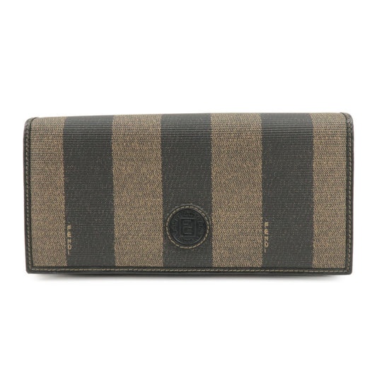 FENDI Pequin PVC Canvas Long Wallet Black Brown T20615