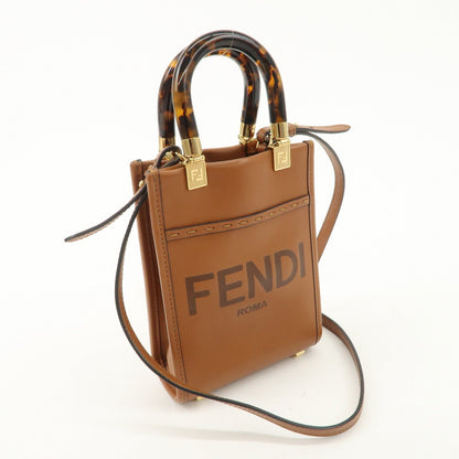 FENDI Sunshine Leather Shopper Small 2Way Bag Shoulder Bag 8BS051