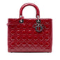 Red Dior Large Patent Cannage Lady Dior Satchel