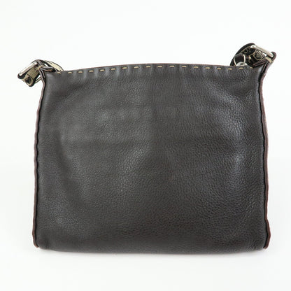 FENDI Selleria Leather Shoulder Bag Crossbody Bag Brown 8BT092