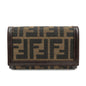 FENDI Zucca Canvas Leather Tri-fold Wallet Brown Black 31052