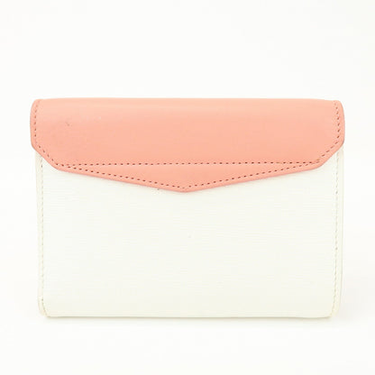 FENDI Leather Bicolor Bi-fold Compact Wallet White LightPink 8M0352